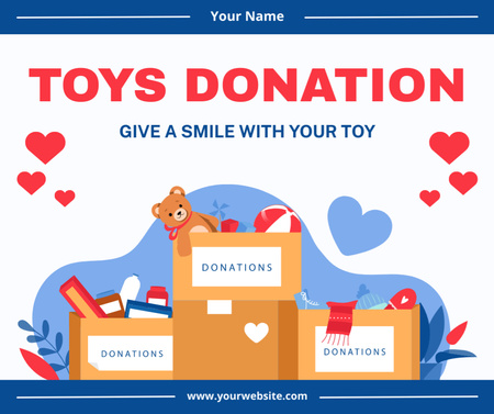 Template di design Donare giocattoli per il sorriso dei bambini Facebook