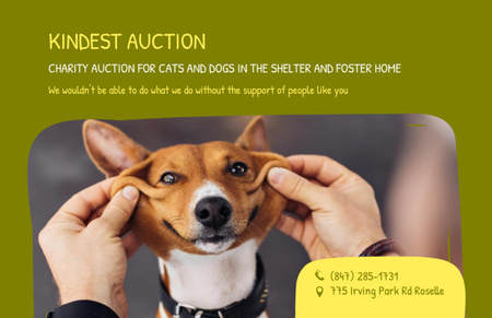 Charity Auction for Animals in Green Flyer 5.5x8.5in Horizontal Design Template