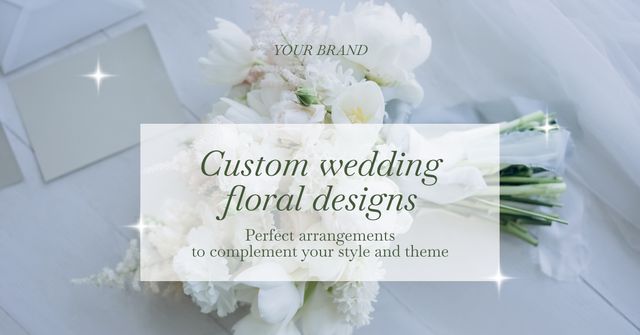 Services for Making Custom Wedding Bouquets from White Flowers Facebook AD Design Template