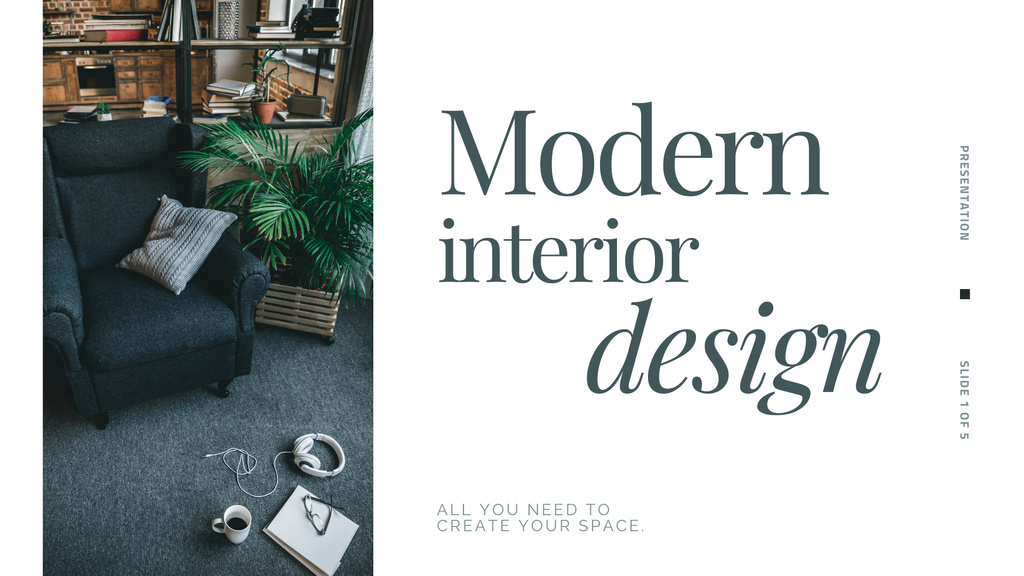 Modern Interior Designers Green Grey Presentation Wideデザインテンプレート