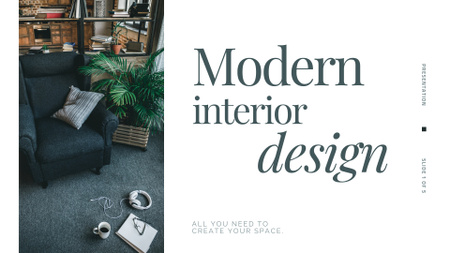 Modern Interior Designers Green Grey Presentation Wide Design Template
