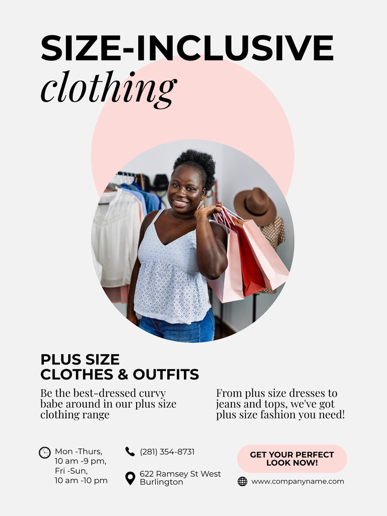 Offer of Size-Inclusive Clothing Poster US – шаблон для дизайну