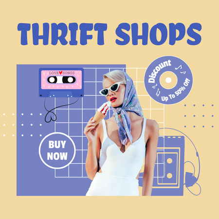 Retro style items summer discount Instagram AD – шаблон для дизайну