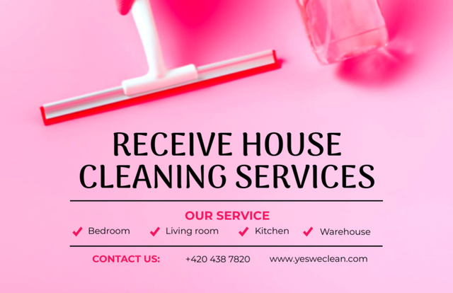 Receive Professional House Cleaning Services Flyer 5.5x8.5in Horizontal Tasarım Şablonu