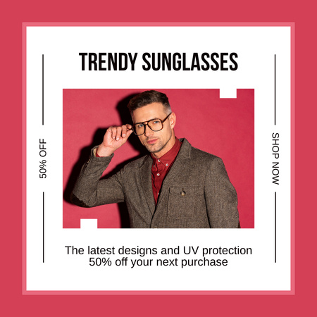Plantilla de diseño de Anuncio de reducción de precio de gafas con monturas de moda Instagram 