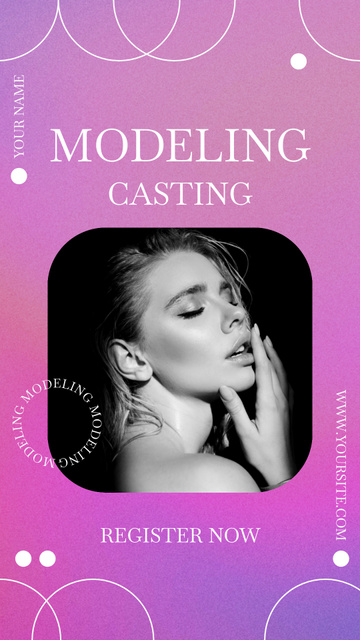 Designvorlage Model Casting Advertising on Pink Gradient für Instagram Story