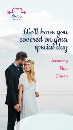Wedding Planning Services with Happy Newlyweds Instagram Story Design Template