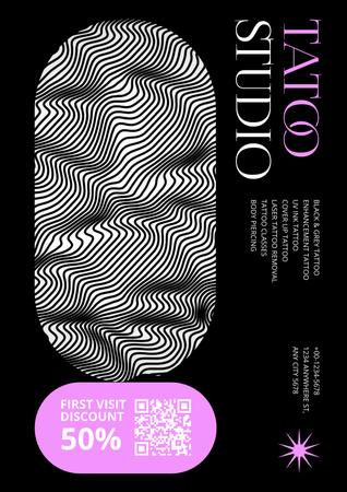 Platilla de diseño Tattoo Studio With Various Services And Discount Poster