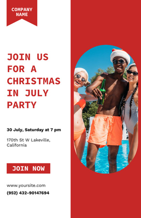 Entertaining Christmas Party in July near Pool Flyer 5.5x8.5in Design Template