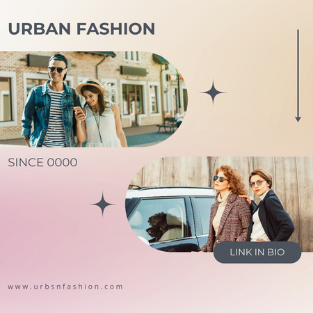 Urban Fashion Ad with Stylish People Instagram Design Template