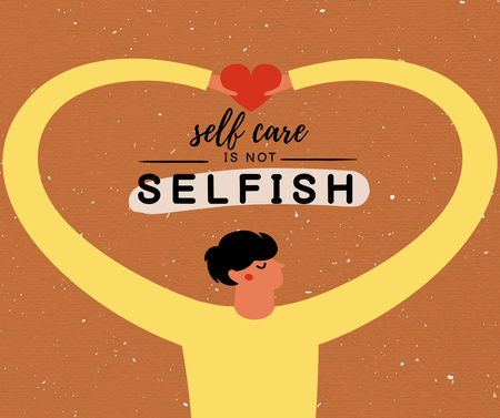 Self Care Inspiration with Man holding Heart Facebook Design Template
