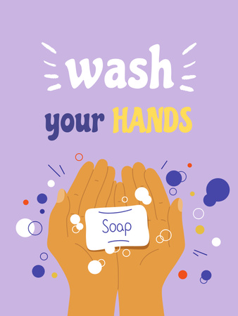 Illustration of Washing Hands with Soap Poster US Design Template
