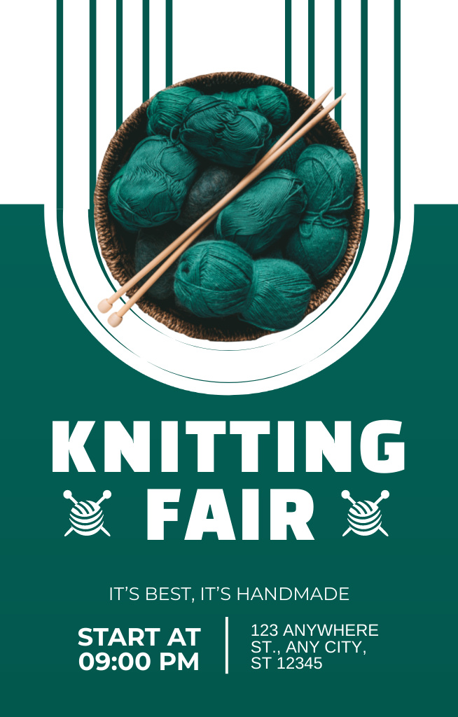 Plantilla de diseño de Knitting Fair Announcement With Skeins Of Yarn Invitation 4.6x7.2in 