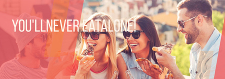 Happy Friends Eating Slices of Pizza Tumblr Πρότυπο σχεδίασης