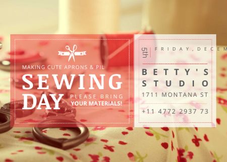 Platilla de diseño Sewing day event with needlework tools Postcard