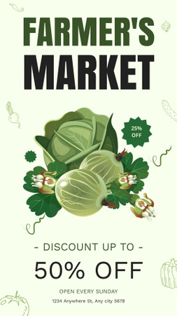 Designvorlage Discount on Farm Vegetables and Fruits at Market für Instagram Story