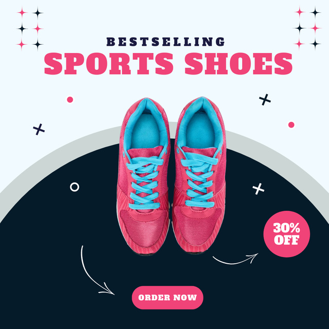 Sport Shoes Sale Offer with Pink Sneakers Instagram Design Template