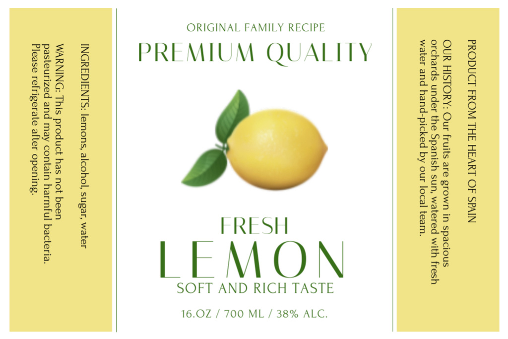 Lemon Alcohol Drink Label Šablona návrhu