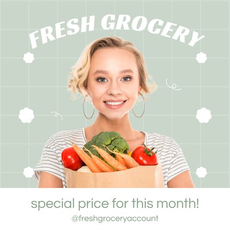 Akciós ár friss élelmiszerekre Instagram tervezősablon