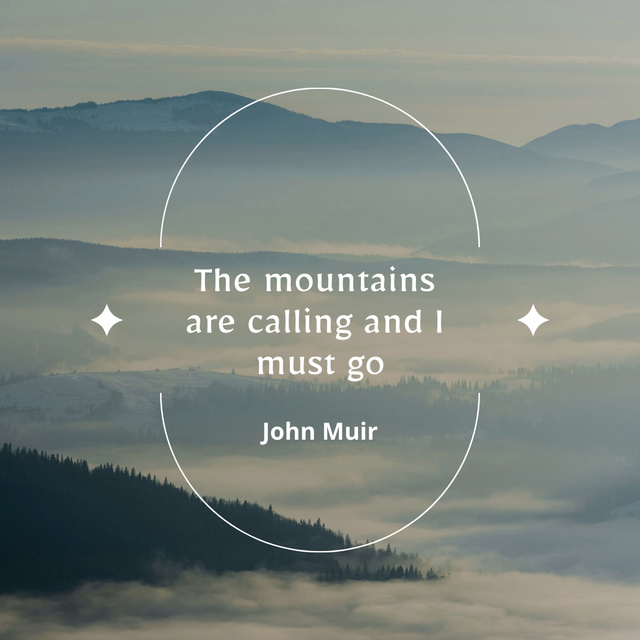 Inspirational Quote with Mountains Landscape Instagram tervezősablon