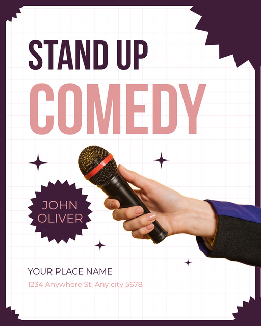 Standup Show Announcement with Microphone in Hand Instagram Post Vertical Design Template