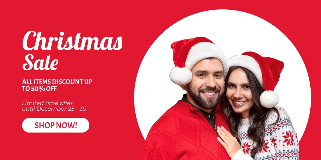 Modèle de visuel Christmas Sale Limited Offer Red - Twitter