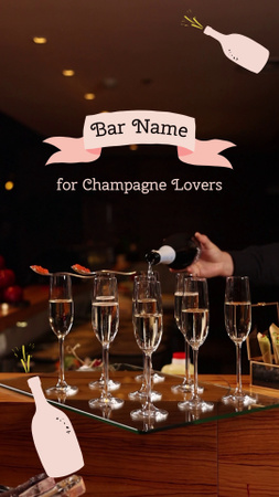 Plantilla de diseño de Oferta de bar para amantes del champán TikTok Video 