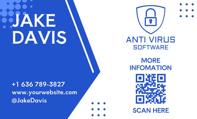 Antivirus Software Installation Offer Business Card 91x55mm Design Template