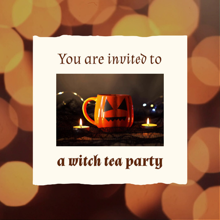 Оголошення про святкування Хеллоуїна з чашкою чаю та свічками Animated Post – шаблон для дизайну