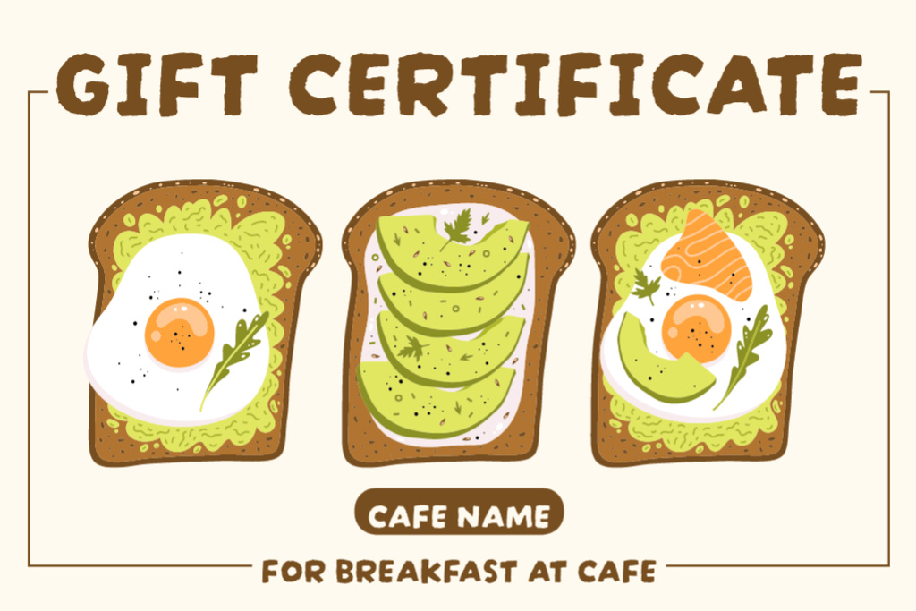 Free Breakfast Offer with Tasty Sandwiches Gift Certificateデザインテンプレート
