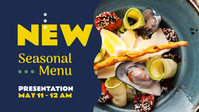 Seasonal Meal with Seafood and Vegetables FB event cover Design Template