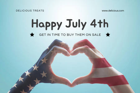 With Love to USA on Independence Day Postcard 4x6in Design Template
