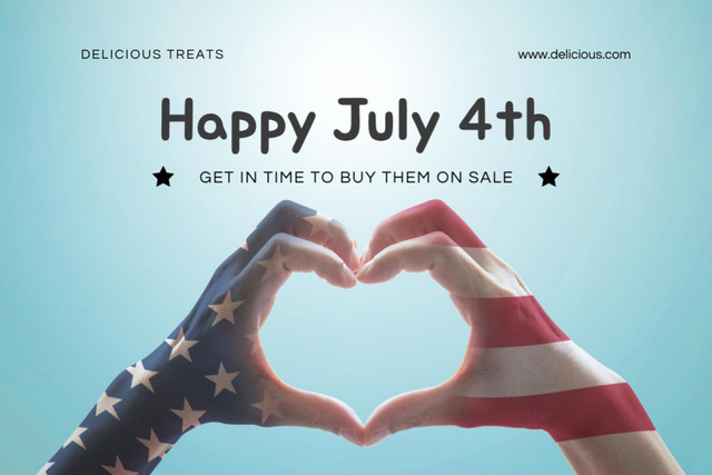 With Love to USA on Independence Day Postcard 4x6in Modelo de Design