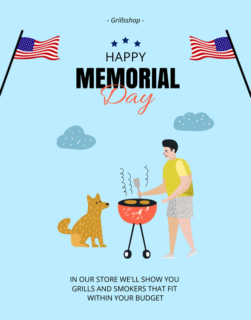 Template di design Memorial Day Observing Ad on Blue Poster 22x28in