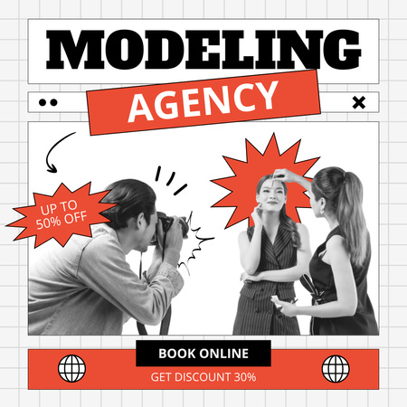Discount on Photo Shoot at Modeling Agency Instagram Design Template