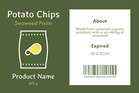 Ontwerpsjabloon van Label van Aardappelchips Aanbieding op Simple Green