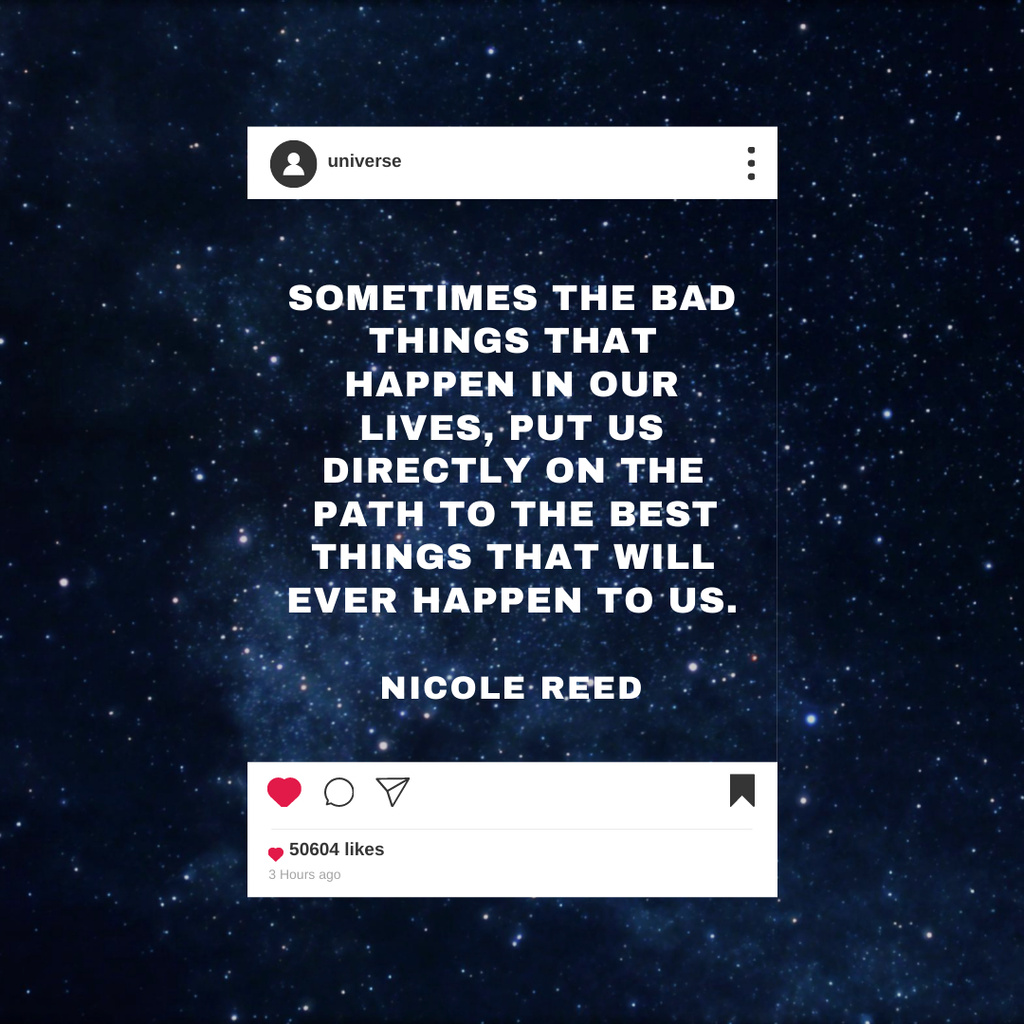 Motivational Phrase about Life with Stars in Sky Instagram Šablona návrhu