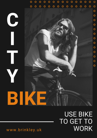 Man with Bike in City Poster B2 Design Template