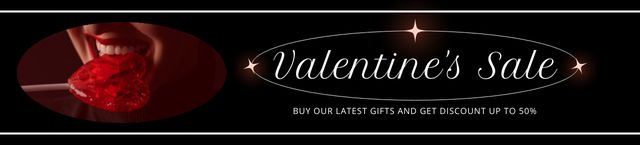 Valentine's Day Sale Announcement with Lollipop Ebay Store Billboard Tasarım Şablonu