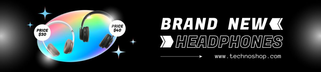 Designvorlage Offer of Brand New Headphones für Ebay Store Billboard