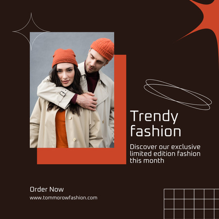 Fashion Clothes Collection with Stylish Couple Instagram Design Template