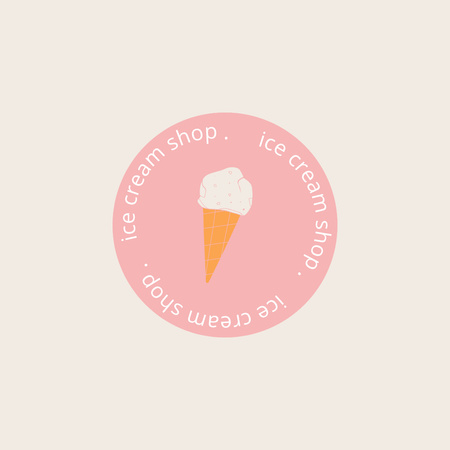 Yummy Ice Cream Shop Emblem Logo 1080x1080pxデザインテンプレート