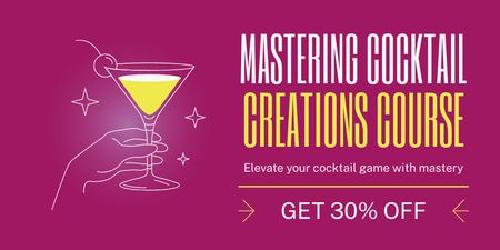 Discount on Cocktail Making Courses Twitter Design Template
