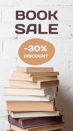 Sale Announcement with Stack of Books Instagram Story Modelo de Design