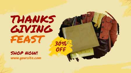 Thanksgiving Day Feast With Discounts In Shop Full HD video Design Template