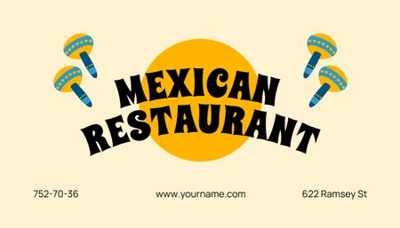 Mexican Restaurant Ad with Attributes Business Card US Design Template