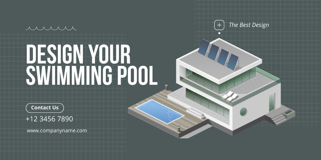 Ontwerpsjabloon van Image van Design and Installation of Swimming Pools