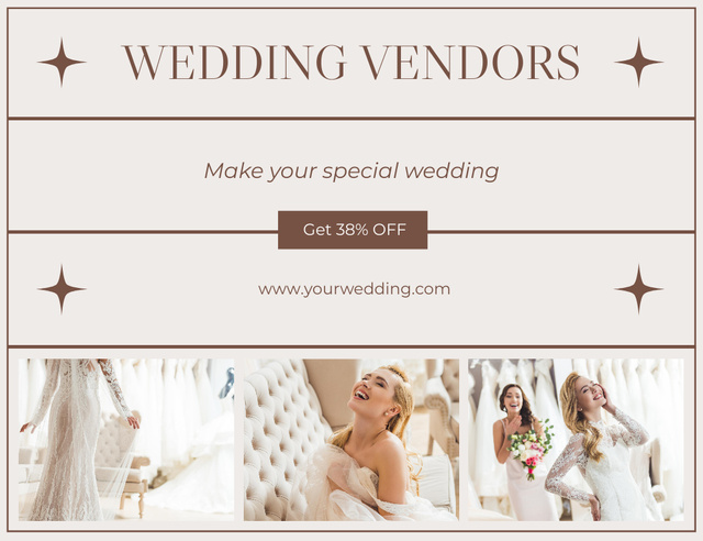 Wedding Dresses Store Thank You Card 5.5x4in Horizontal – шаблон для дизайну