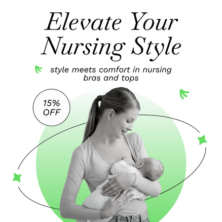 Sale on Comfortable Bras and Tops for Breastfeeding Mothers Instagram AD Design Template