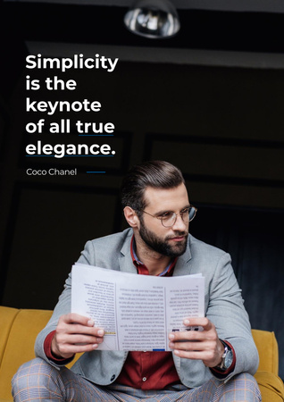 Elegance Quote with Man in Formal Wear Poster Design Template